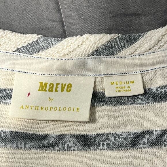 Maeve by Anthropologie Astor Fur-Trimmed Striped Pullover Size Medium - Picture 9 of 12